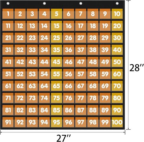 Black Hundreds Pocket Charts for Classroom with 120 Double-Sided Number Cards, Number 1-100 Pocket Chart for Kids Teacher and Classroom Must Have Supplies in Saudi Arabia