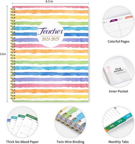 Teacher Planner 2024-2025 Academic Year, Aug 2024- July 2025 Teacher Lesson Planner, 8.5" x 11", Weekly & Monthly Lesson Plan Book for Teachers, Academic Planner for Classroom or Homeschool（Flower） in Saudi Arabia