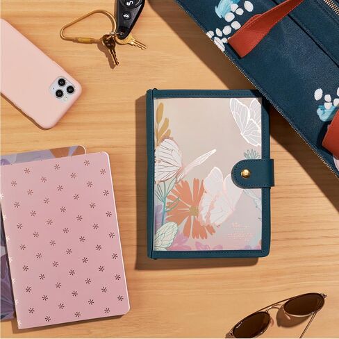 Erin Condren Clear Petite Planner Folio, Clear On The Go Folio with Peacock Vegan Leather Accents, Fits up to 4 Erin Condren Petite Planners and Journals in Saudi Arabia