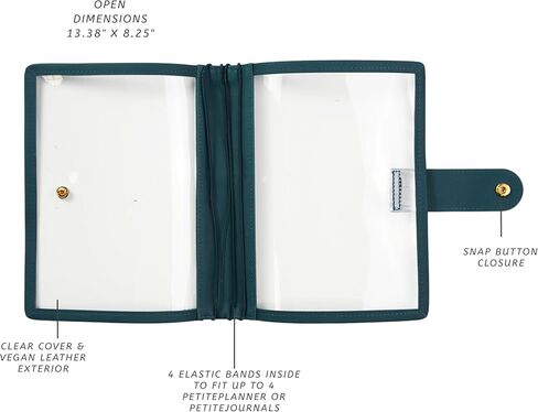Erin Condren Clear Petite Planner Folio, Clear On The Go Folio with Peacock Vegan Leather Accents, Fits up to 4 Erin Condren Petite Planners and Journals in Saudi Arabia