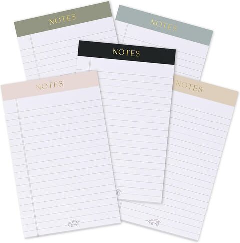 ZICOTO Aesthetic Note Pads Set Of 5 - Quality 5x8 inch Lined Legal Pads For Women Or Men - The Perfect Writing Notepads and Office Desk Supplies to Easily Organize Your To-Do Lists in Saudi Arabia