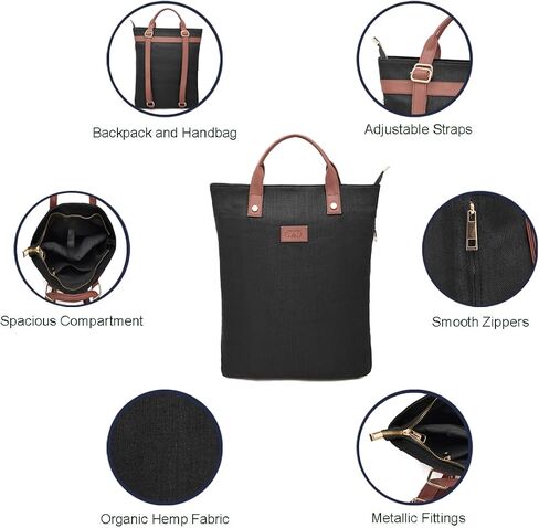 Premium 2-in-1 Hemp Tote Backpack | Sustainable Organic Fabric | Fits 13" Laptops | Spacious & Multi-Compartment Design | Navy Blue in Saudi Arabia