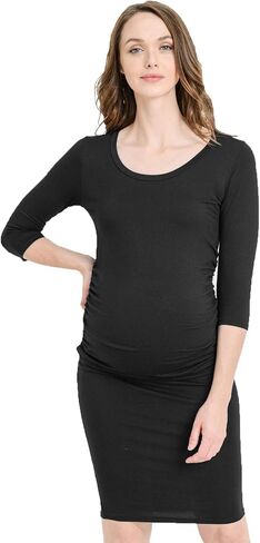 LaClef Women's Ruched Bodycon Basic Maternity Dress in Kuwait