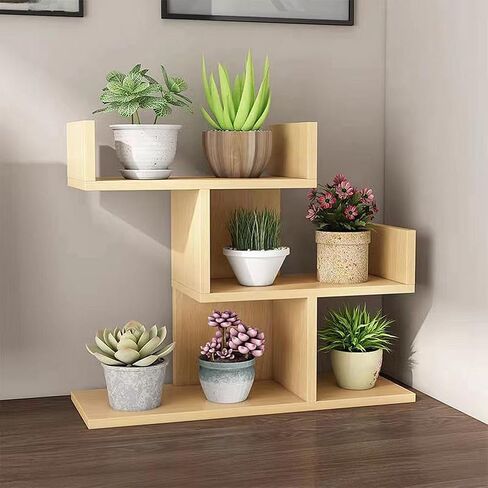 FOTN Office desktop flower stand, home decoration green plant succulent rack balcony, Simple Student Dormitory Bookshelf, Desk Multi-Layer Small Bookcase (oak, 3-tier) in Kuwait