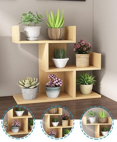 FOTN Office desktop flower stand, home decoration green plant succulent rack balcony, Simple Student Dormitory Bookshelf, Desk Multi-Layer Small Bookcase (oak, 3-tier) in Kuwait