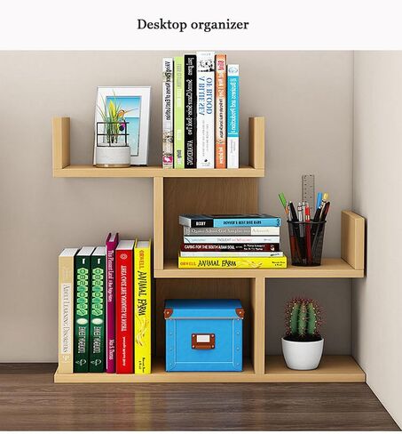FOTN Office desktop flower stand, home decoration green plant succulent rack balcony, Simple Student Dormitory Bookshelf, Desk Multi-Layer Small Bookcase (oak, 3-tier) in Kuwait