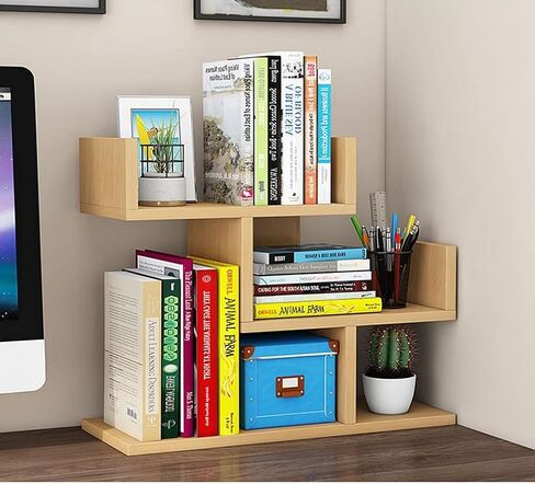 FOTN Office desktop flower stand, home decoration green plant succulent rack balcony, Simple Student Dormitory Bookshelf, Desk Multi-Layer Small Bookcase (oak, 3-tier) in Kuwait