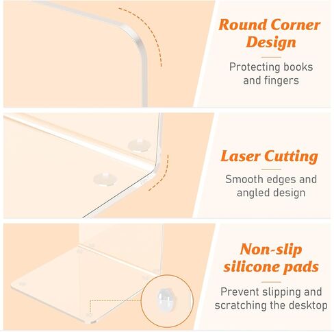 Acrylic Bookends 4 Pcs, Clear Book Ends for Shelves, Transparent Bookend Organizer, Book Holder Stand Decorative, Book Stoppers for Heavy Duty Books, CD, File, Video Games in Saudi Arabia
