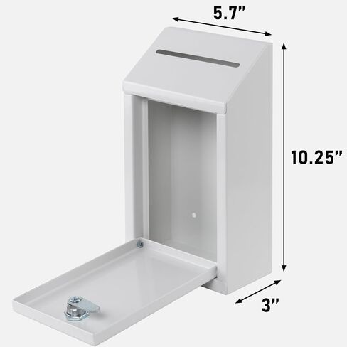 Metal Donation Box with Lock, Wall Mounted, Suggestion Box with 4 Iron Keys, White, Cash Drop Box with Slot, 1-Pack in Kuwait