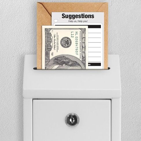 Metal Donation Box with Lock, Wall Mounted, Suggestion Box with 4 Iron Keys, White, Cash Drop Box with Slot, 1-Pack in Kuwait