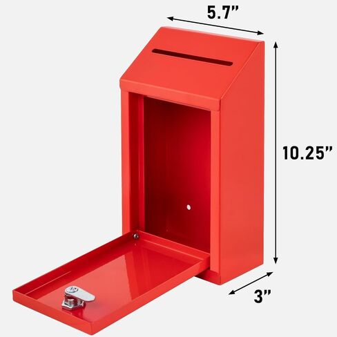 Metal Donation Box with Lock, Wall Mounted, Suggestion Box with 4 Iron Keys, White, Cash Drop Box with Slot, 1-Pack in Kuwait