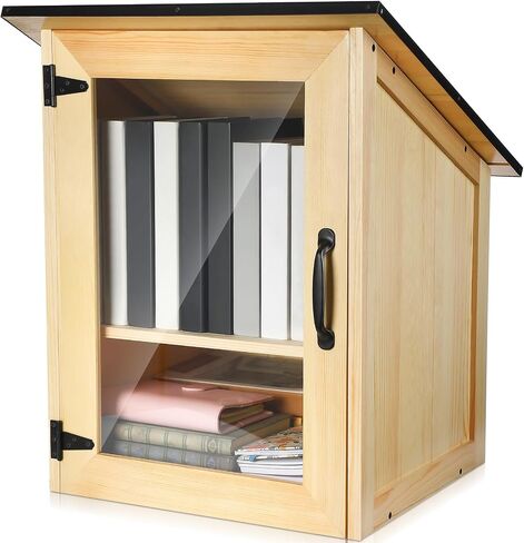 Yulejo Outdoor Library Book Box مجموعة تبادل الأدبيات المجانية 16 × 14.5 × 22.5 بوصة خزانة خشبية خارجية لمشاركة الكتب للمدارس المجتمعية ومشاركة الكتب والأدب والنشرات والصحف وفنون الطعام in Saudi Arabia