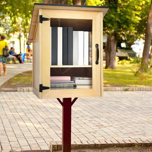 Yulejo Outdoor Library Book Box مجموعة تبادل الأدبيات المجانية 16 × 14.5 × 22.5 بوصة خزانة خشبية خارجية لمشاركة الكتب للمدارس المجتمعية ومشاركة الكتب والأدب والنشرات والصحف وفنون الطعام in Saudi Arabia