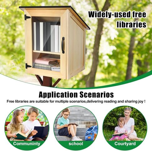 Yulejo Outdoor Library Book Box مجموعة تبادل الأدبيات المجانية 16 × 14.5 × 22.5 بوصة خزانة خشبية خارجية لمشاركة الكتب للمدارس المجتمعية ومشاركة الكتب والأدب والنشرات والصحف وفنون الطعام in Saudi Arabia