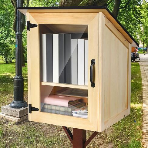 Yulejo Outdoor Library Book Box مجموعة تبادل الأدبيات المجانية 16 × 14.5 × 22.5 بوصة خزانة خشبية خارجية لمشاركة الكتب للمدارس المجتمعية ومشاركة الكتب والأدب والنشرات والصحف وفنون الطعام in Saudi Arabia