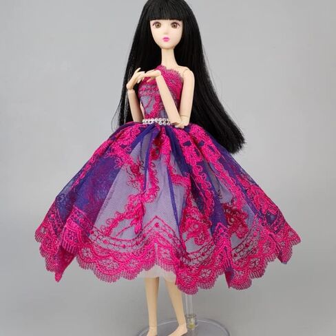 فستان باليه توتو أنيق لملابس الدمى مقاس 11.5 بوصة، إكسسوارات دمى 1/6 من حجر الراين 3 طبقات، تنورة حفلات (وردي) in Kuwait