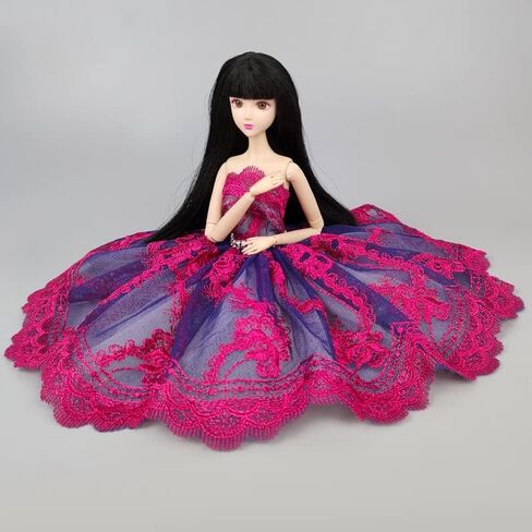 فستان باليه توتو أنيق لملابس الدمى مقاس 11.5 بوصة، إكسسوارات دمى 1/6 من حجر الراين 3 طبقات، تنورة حفلات (وردي) in Kuwait