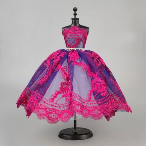 فستان باليه توتو أنيق لملابس الدمى مقاس 11.5 بوصة، إكسسوارات دمى 1/6 من حجر الراين 3 طبقات، تنورة حفلات (وردي) in Kuwait