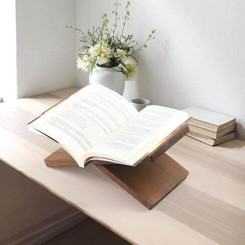 Wood Book Stand for Reading - Book Display Stand, Cook Book Stand, Textbook Stand, Recipe Book Holder Stand, Open Book Holder (Black) (Redwood) in Saudi Arabia
