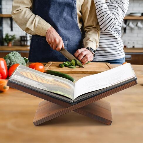 Wood Book Stand for Reading - Book Display Stand, Cook Book Stand, Textbook Stand, Recipe Book Holder Stand, Open Book Holder (Black) (Redwood) in Saudi Arabia
