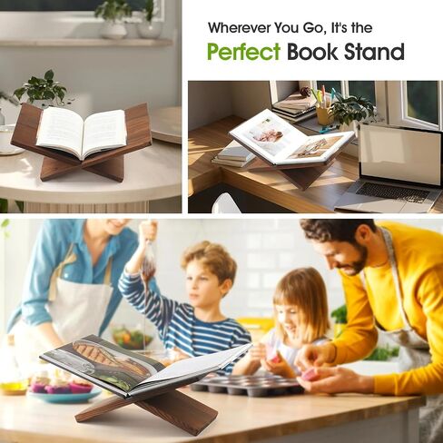 Wood Book Stand for Reading - Book Display Stand, Cook Book Stand, Textbook Stand, Recipe Book Holder Stand, Open Book Holder (Black) (Redwood) in Saudi Arabia