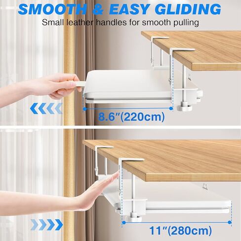 Rfiver Keyboard Tray Under Desk Pull Out with C Clamp Mount, 25.6 (30 Including Clamps) x 13 Inch Slide-Out Platform Computer Drawer Mouse for Typing (White) in Saudi Arabia