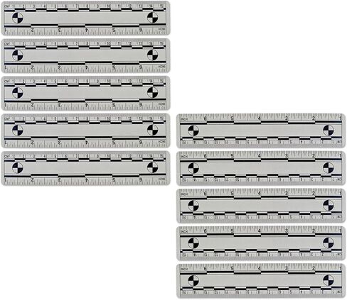 Crime Scene Vinyl Photo Scales - Pack of 10 Scales - 6-Inch - for Evidence Photos - Measurements in Inches and Millimeters (Black) in Saudi Arabia