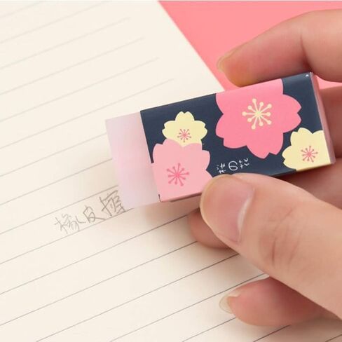 3 Pcs Pink Lovely Cherry Blossoms Rubber Erasers, Petal Sketch Painting Pencil Correction Tool, School Office Stationery Supply Standard Pencil Erasers,Erasers and Correction Products in Saudi Arabia