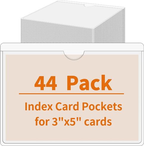 44 Pack Adhesive Pockets, Bin Labels for Storage Bins, Clear Label Holder, Index Card Holder 3x5 Inch, Plastic Storage Tote Labels for Organizing Bins Box Drawer in Kuwait