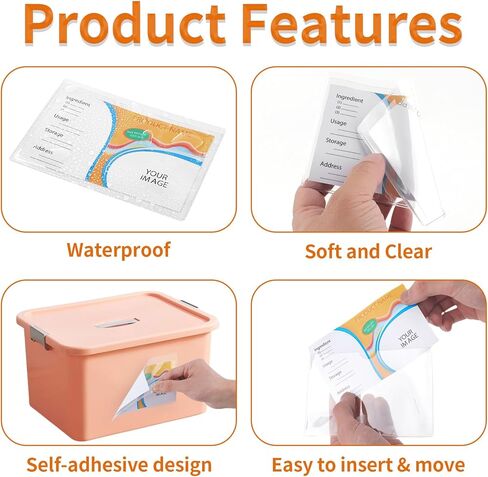 44 Pack Adhesive Pockets, Bin Labels for Storage Bins, Clear Label Holder, Index Card Holder 3x5 Inch, Plastic Storage Tote Labels for Organizing Bins Box Drawer in Kuwait