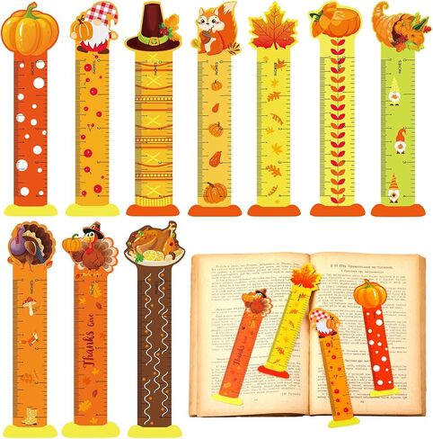 60 Pcs Thanksgiving Bookmarks Cute Bookmark Rulers Fall Gifts Women Funny Bookmarks Thanksgiving Party Favors for Autumn Ideal Birthday Holiday Gift (Thankful Style) in Saudi Arabia