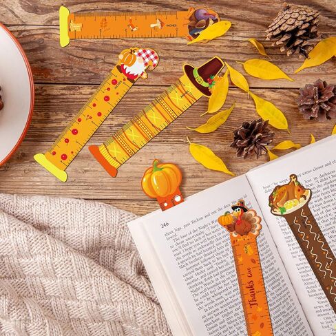 60 Pcs Thanksgiving Bookmarks Cute Bookmark Rulers Fall Gifts Women Funny Bookmarks Thanksgiving Party Favors for Autumn Ideal Birthday Holiday Gift (Thankful Style) in Saudi Arabia