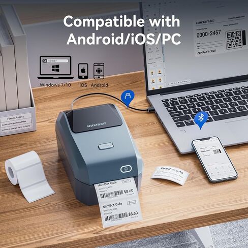 طابعة ملصقات NIIMBOT K3، صانع ملصقات مقاس 3 بوصة مع اتصال عالي السرعة وبلوتوث وUSB، تدعم الهاتف الذكي والكمبيوتر الشخصي، وصانع الملصقات الحرارية للأعمال الصغيرة والمكاتب المنزلية in Kuwait