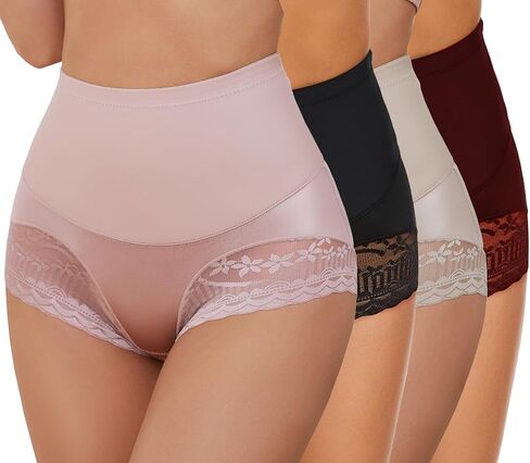 4 Packs Women's Tummy Control Underwear High Waisted Shapewear Panties Stretch Full Coverage Briefs in Saudi Arabia