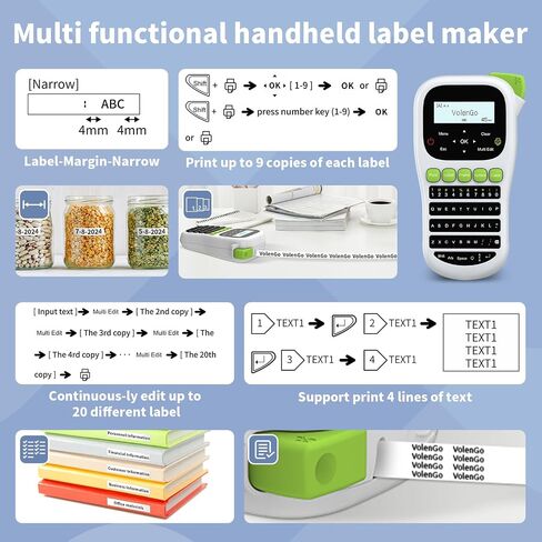 H1100 Label Maker, Label Maker Machine with-Tape 12mm Laminated, Portable Labeler with Backlit-LCD Multi-Templates, Handheld Wire Label Makers, Inkless Labeling Maker for School Office Organization in Saudi Arabia
