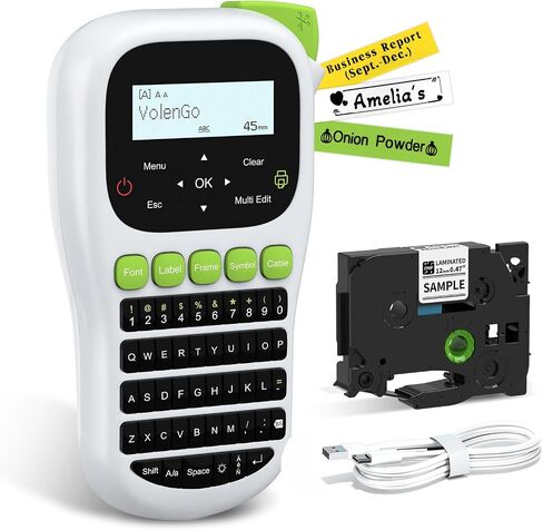 H1100 Label Maker, Label Maker Machine with-Tape 12mm Laminated, Portable Labeler with Backlit-LCD Multi-Templates, Handheld Wire Label Makers, Inkless Labeling Maker for School Office Organization in Saudi Arabia