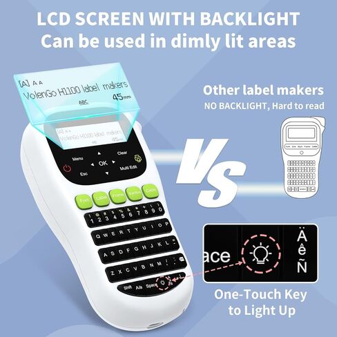H1100 Label Maker, Label Maker Machine with-Tape 12mm Laminated, Portable Labeler with Backlit-LCD Multi-Templates, Handheld Wire Label Makers, Inkless Labeling Maker for School Office Organization in Saudi Arabia