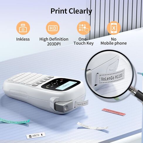 صانع الملصقات H1100، آلة صنع الملصقات مع شريط مصفح 12 مم، ملصق محمول مع قوالب متعددة LCD بإضاءة خلفية، صانع ملصقات سلكية محمولة، صانع ملصقات بدون حبر لتنظيم المكاتب المدرسية in Kuwait