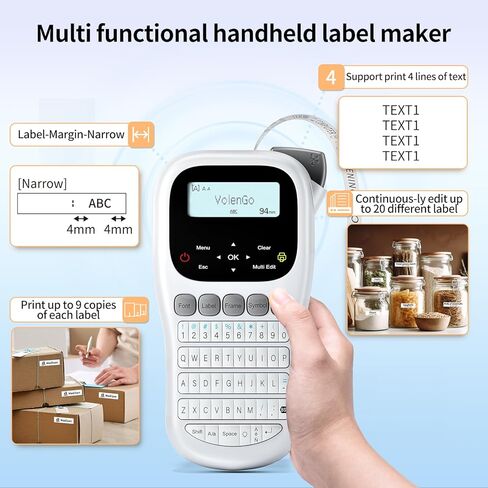 صانع الملصقات H1100، آلة صنع الملصقات مع شريط مصفح 12 مم، ملصق محمول مع قوالب متعددة LCD بإضاءة خلفية، صانع ملصقات سلكية محمولة، صانع ملصقات بدون حبر لتنظيم المكاتب المدرسية in Kuwait