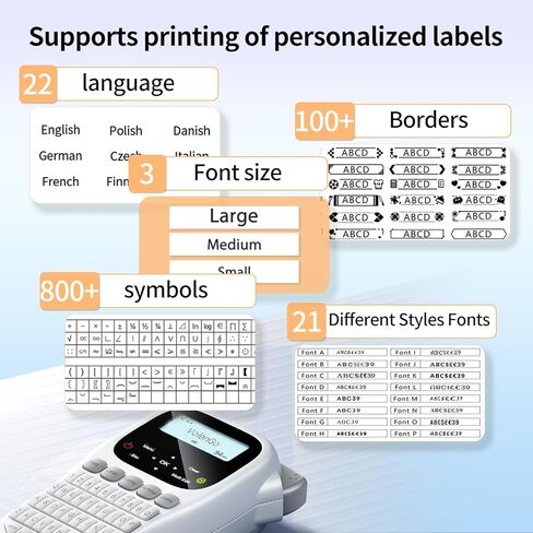 صانع الملصقات H1100، آلة صنع الملصقات مع شريط مصفح 12 مم، ملصق محمول مع قوالب متعددة LCD بإضاءة خلفية، صانع ملصقات سلكية محمولة، صانع ملصقات بدون حبر لتنظيم المكاتب المدرسية in Kuwait