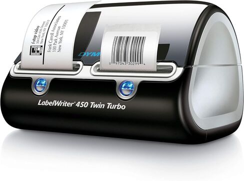 طابعة ملصقات DYMO | طابعة ملصقات حرارية مباشرة من Label Writer 450 Twin Turbo، طباعة سريعة، رائعة لوضع الملصقات والملفات والشحن والبريد والرموز الشريطية والمزيد، تنظيم المنزل والمكتب in Saudi Arabia