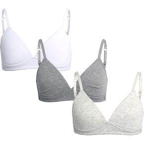 Nautica Girls' Training Bra - 2 Pack/3 Pack Molded and Ribbed A-Cup Girls Sports Bra - Training Bralettes for Girls (30A-36A)