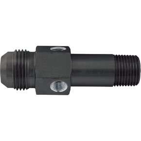 Allstar Performance ALL90045 Black Anodized Aluminum 1/2" Length 12AN Male to 1/2 NPT Male 3- Ported Oil Inlet Fitting with 1/8 NPT Port
