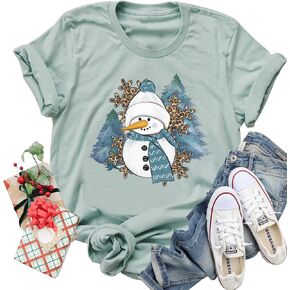 Merry and Bright Funny Christmas Coffee T Shirt Short Sleeve Letter Print Shirts Round Neck Loose Casual Tee Tops