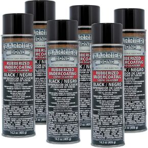 Custom Shop Barrier Bond Black Rubberized Undercoating Sound Deadener - 14.3 Fl. Ounce Spray Can (Pack of 6)