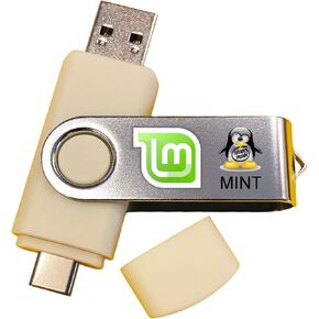 Linux Mint Cinnamon Operating System Install Bootable Boot Recovery Live USB Flash Thumb Drive - Great Everyday OS for Everyone! USB-C Compatible