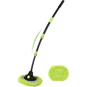 4 Sections Car Wash Brush with 15°Aluminum Alloy Long Handle Telescopic Denser Chenille Microfiber Car Washing Mop for Exterior Interio Car RV SUV Truck Boat Solar Panel Household Clean 51.6"