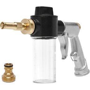High Pressure Foam Gun Car Wash Sprayer, Heavy Duty Metal Garden Hose Nozzle with 3.5oz/100cc Plastic Soap Dispenser Bottle, For Gardening, Watering Plants, Floor Cleaning
