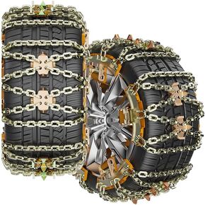 Tire Chains, Snow Chains for Car/SUV/Pickup Trucks, for Tire Width（8.7-11.1 inch), Adjustable Universal Emergency Thickening Chains, 6PCS