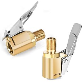 2pcs Locking Tire Air Chuck,Brass Tire Inflation Hose Adapter,Tire Nozzle With Tire Valve Threads,Unscrewed Connection Converted To Locking Connection,No Air Leakage On Chuck Air Compressor Pump Clip